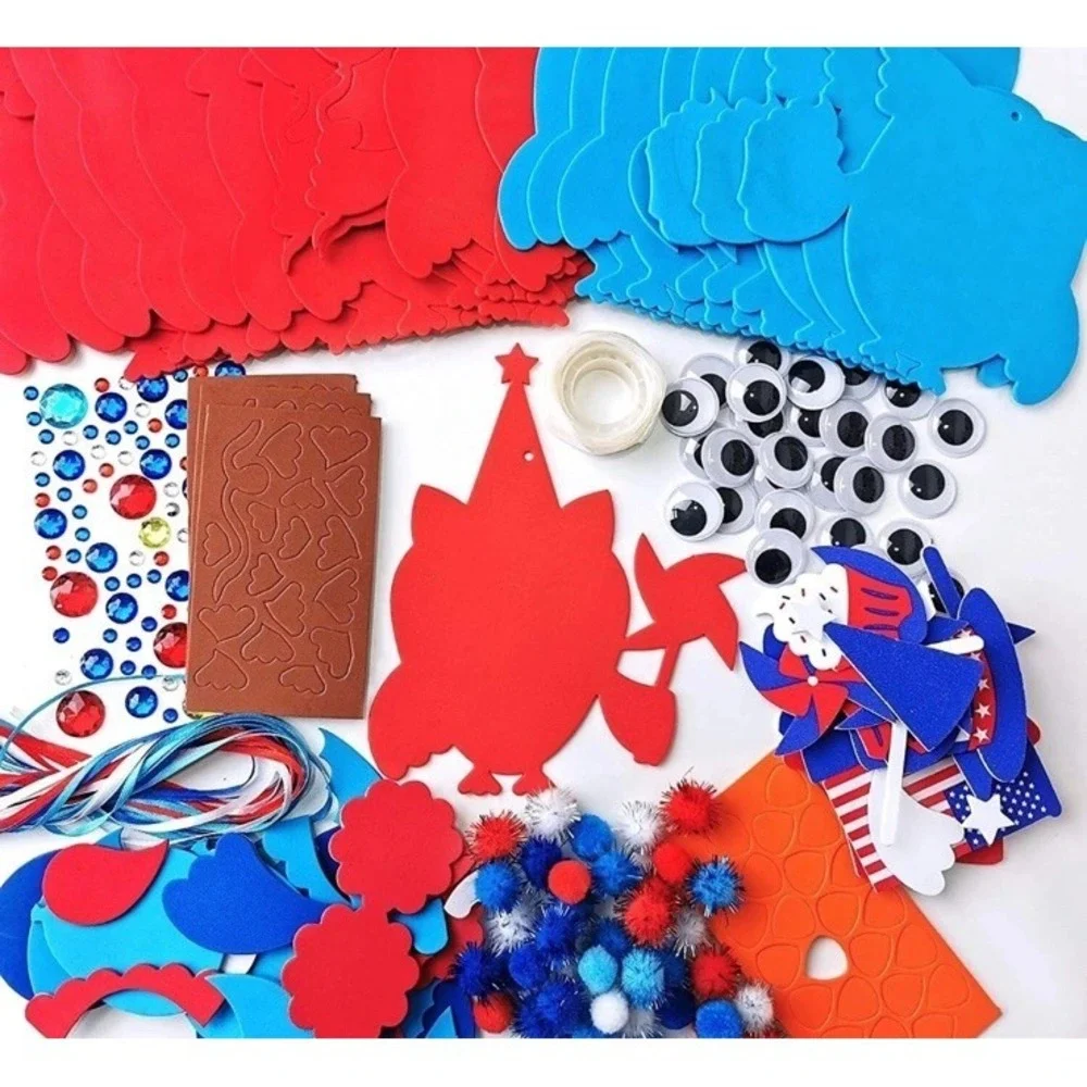 Winlyn 4th of July Patriotic Owl Ornaments Craft Decorations 24DIY Patriotic NEW